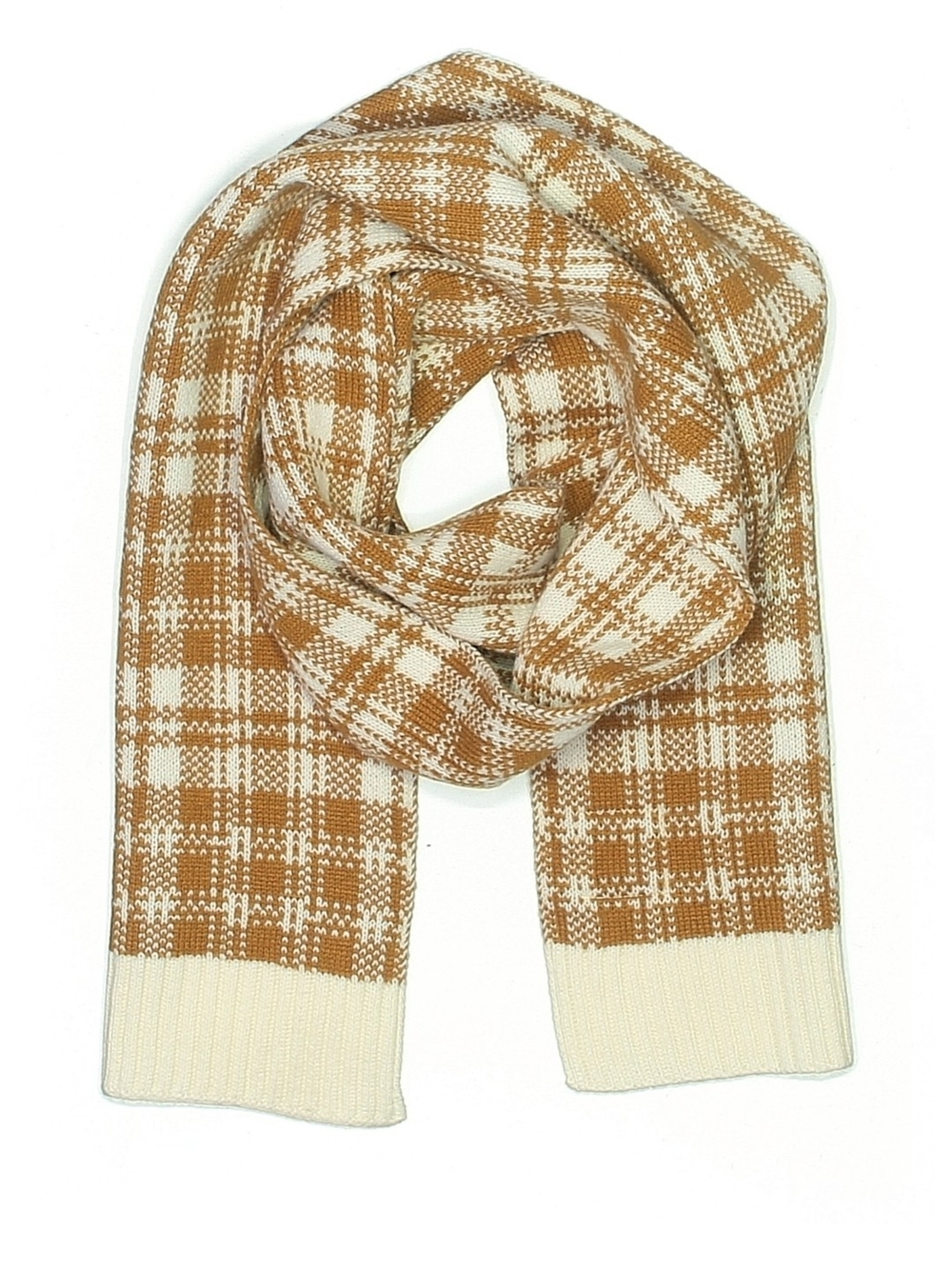 Timberland Brown & Cream Plaid Knit Scarf Unisex NWT
